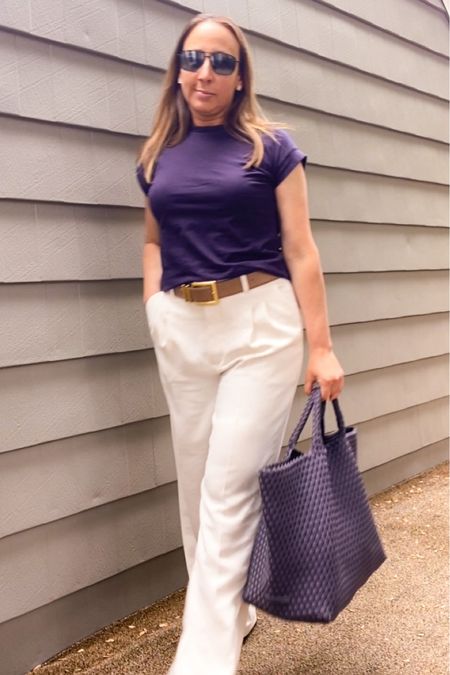 Such great trouser pants. They are silky and flowy and very light. I live this cream color with a brown belt and navy top. So chic and effortless. 

#LTKTravel #LTKFindsUnder100 #LTKWorkwear