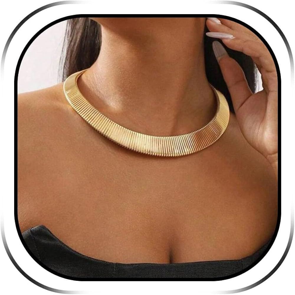 Chunky Gold Necklace Silver Statement Necklace for Women Dainty Gold Choker Necklaces Exaggerated... | Amazon (US)