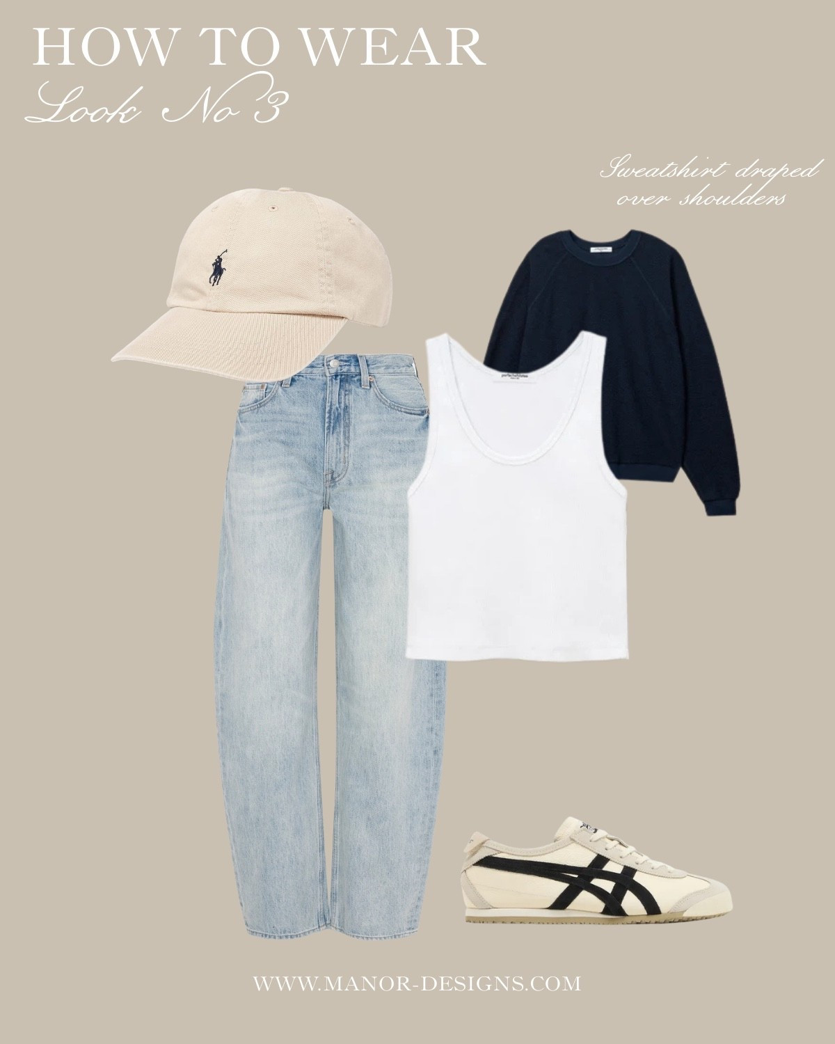 A casual weekend errand look using your go-to spring sweatshirt and sneakers 