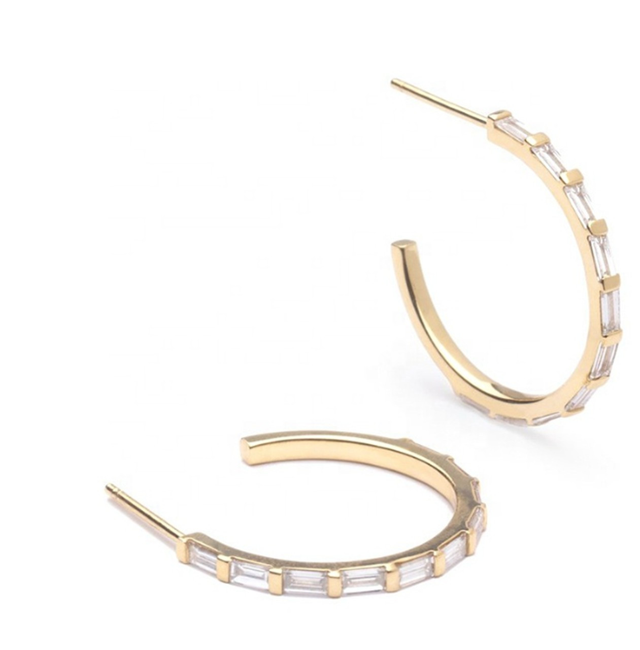 Fine Line 18K Gold Baguette Hoop Earrings | Alison + Aubrey