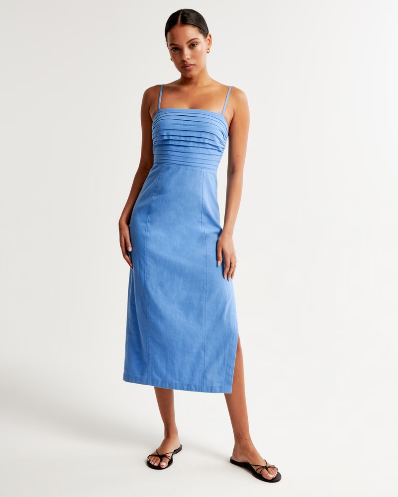 Women's Emerson High-Slit Midi Dress | Womens Spring Dress | Abercrombie Dress | Abercrombie & Fitch (US)
