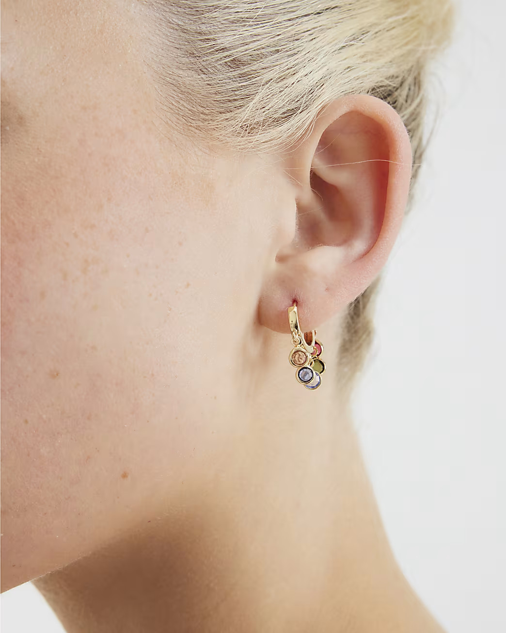Gold Multicolour Drop Hoop Earrings | River Island UK & IE