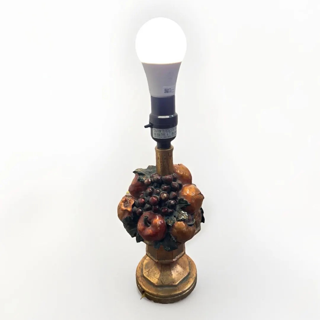 Vintage 13" Table Lamp Fruit Decoration Basket Pomegranate,grapes,apple | Etsy (US)