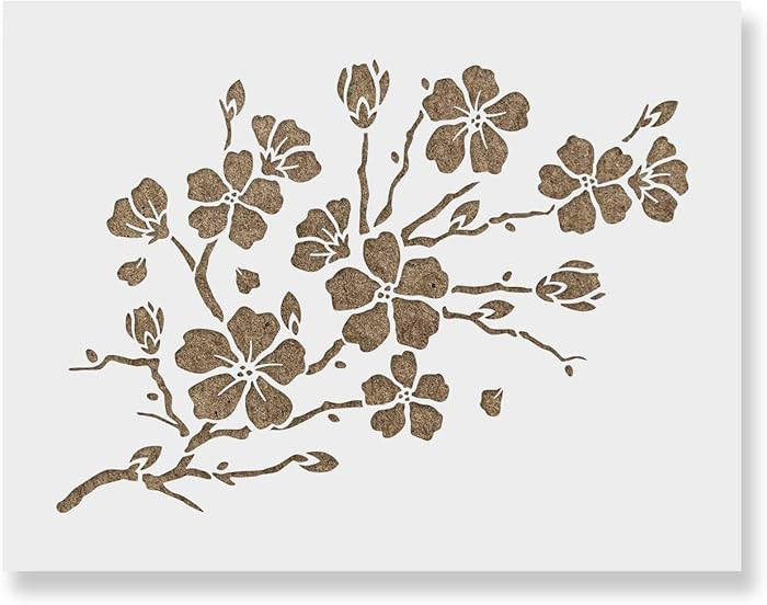 Cherry Blossom Stencil - Cherry Blossom, Nature Stencil, Cherry Blossom Art, Stencil of Blossom, ... | Amazon (US)