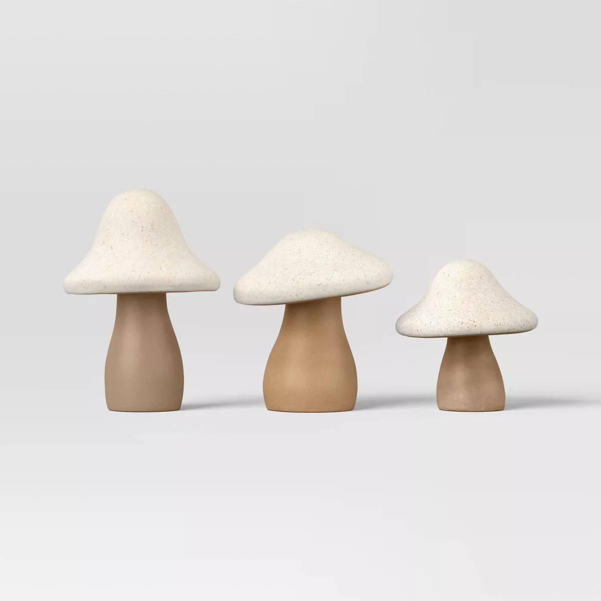 Set of 3 Ceramic Mushrooms Figurines Cream - Threshold™ | Target