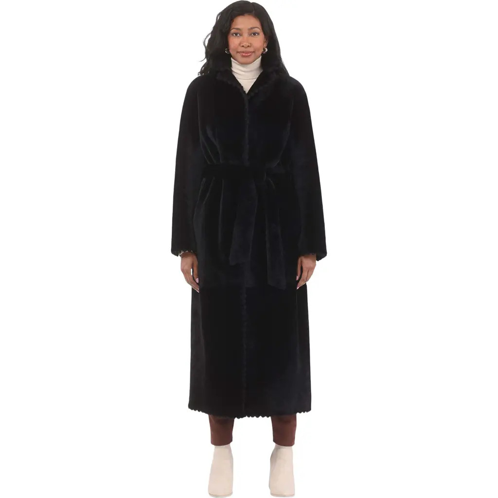 GORSKI Reversible Genuine Shearling Long Coat in Black/black at Nordstrom, Size Small | Nordstrom