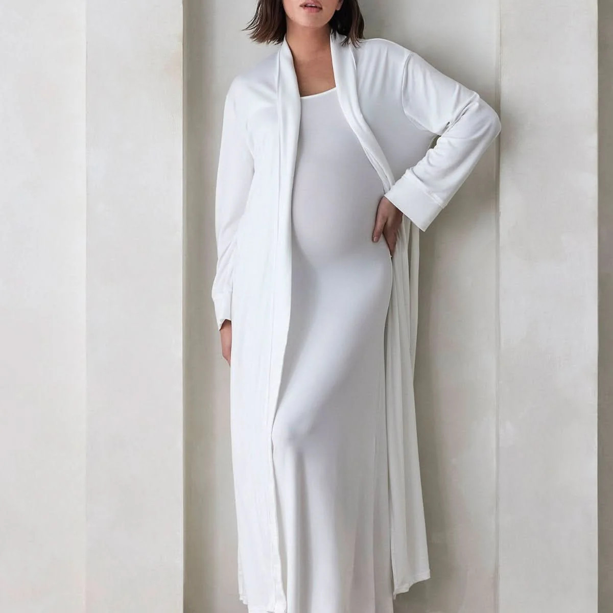 The Cloud Women's Lounge Maternity Robe | Shop Bumpsuit's Maternity Loungewear Cloud Collection | BUMPSUIT