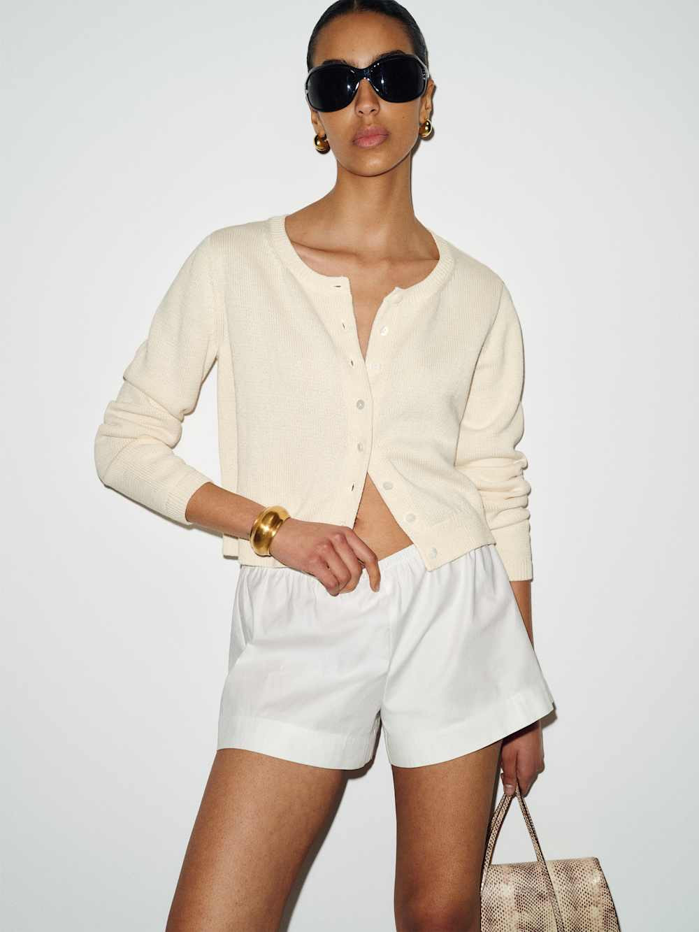 Clara Cotton Crew Cardigan | Reformation (Global)