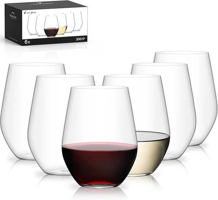 Unbreakable Plastic Stemless Wine Glasses Set of 6, Tritan Plastic Wine Glass BPA Free, Reusable ... | Amazon (US)