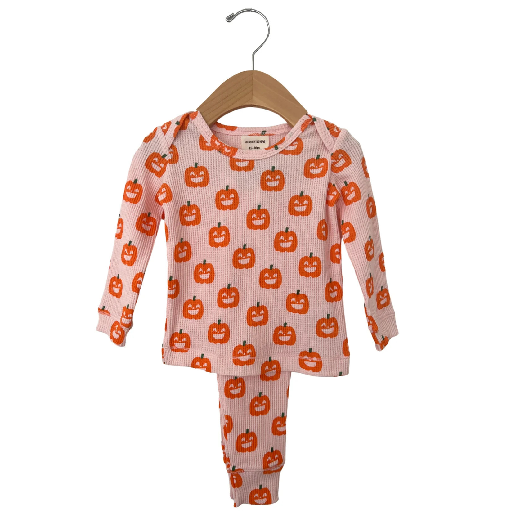 Organic Waffle 2-Piece Set, Blush Jack-O-Lantern | SpearmintLOVE