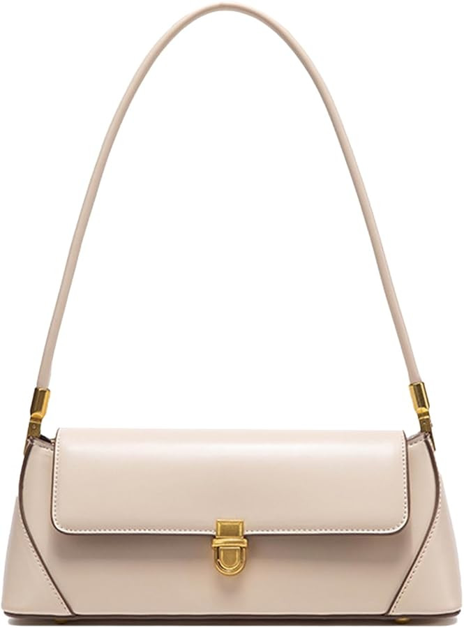 Beige Leather Purse Flap Womens Bag With Snap Closure | Amazon (US)
