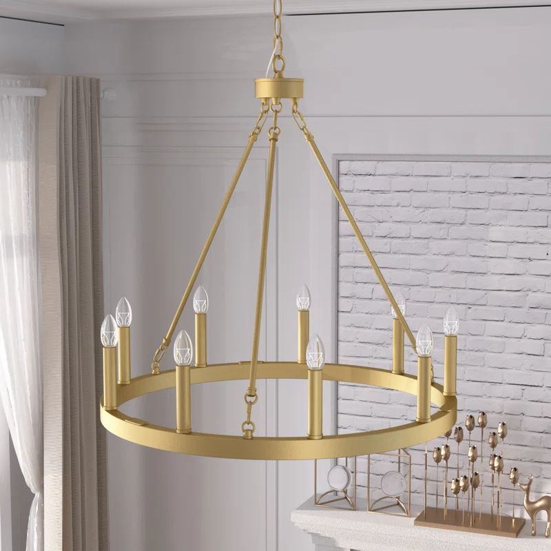 Finchley 9 - Light Dining Room Steel Dimmable Wagon Wheel Chandelier UL Certified | Wayfair North America