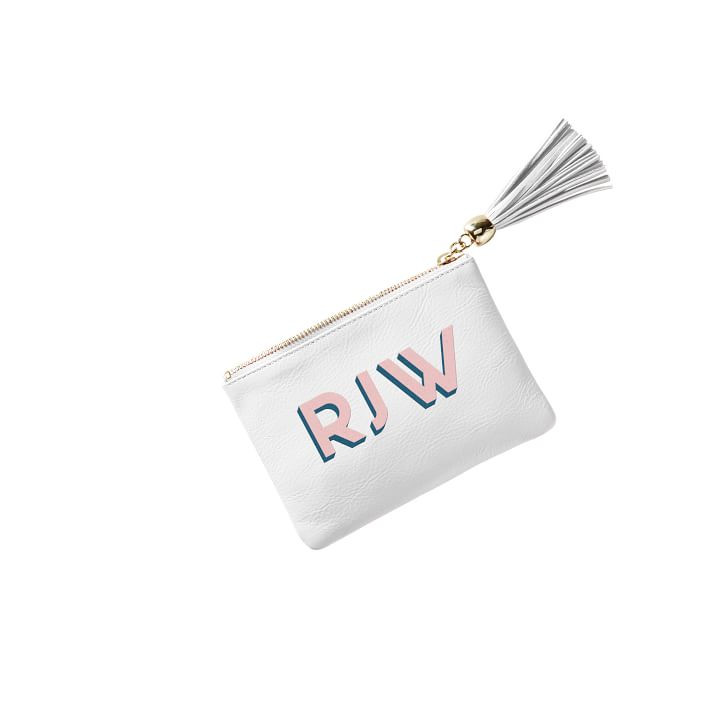 Leather Tassel Zipper Pouch, Shadow Printed | Mark and Graham