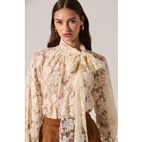 ASTR the Label | Cinthia Lace Bow Tie Top in Vintage cream | Size L | ASTR The Label (US)