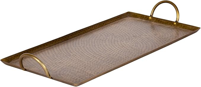 Kate and Laurel Sanzo Transitional Modern Hammered Rectangle Metal Tray, 22 x 10, Antique Brass, ... | Amazon (US)
