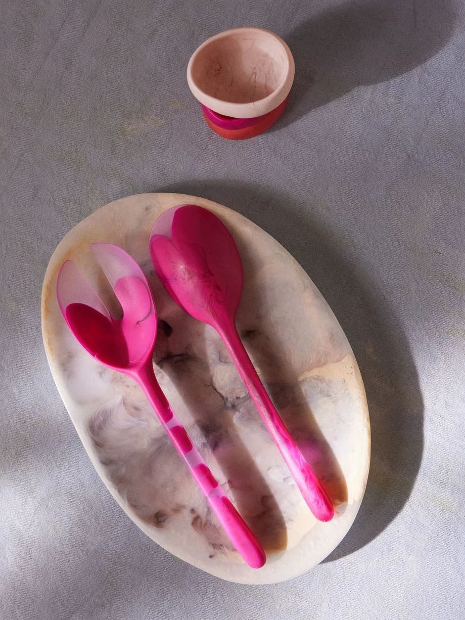 Stone marbled-resin salad servers | Matches (UK)