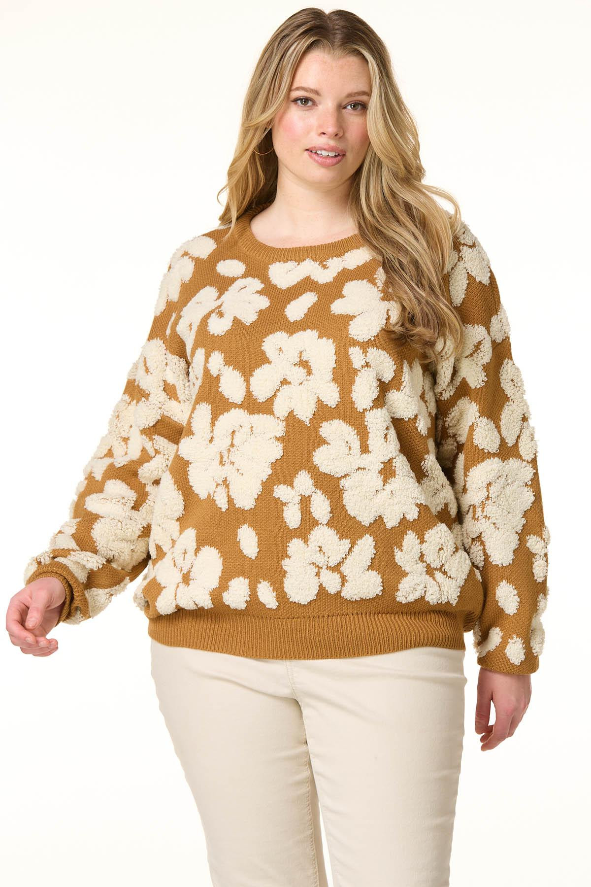 Plus Size Textured Flower Sweater | Cato Fashions