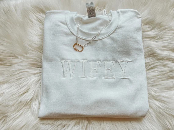 WIFEY Block Tone on Tone  Crew Neck Sweatshirt  Loungewear  | Etsy | Etsy (US)