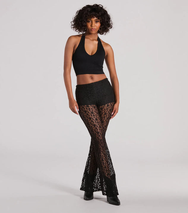 Sensational Trend High Rise Flare Lace Pants | Windsor Stores