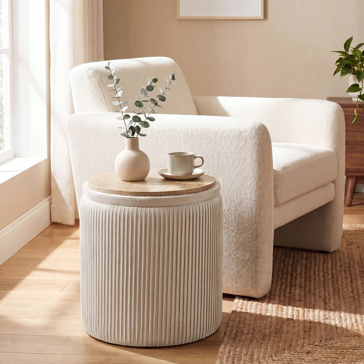 16.9 Inches Height Upholstered Round Storage Ottoman | Wayfair North America