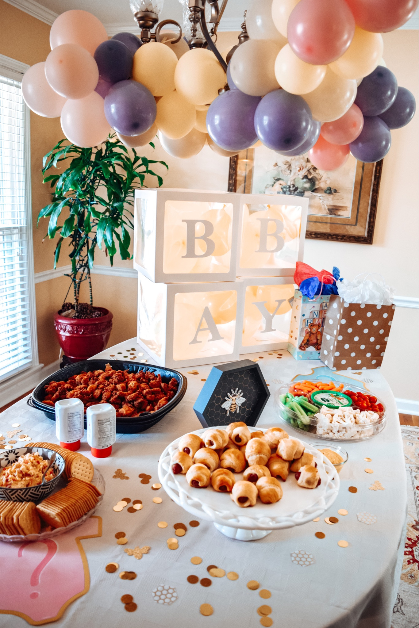Gender Reveal
What will baby bee gender reveal party 
Bee decor
Food table

#LTKfamily #LTKhome #LTKbaby
