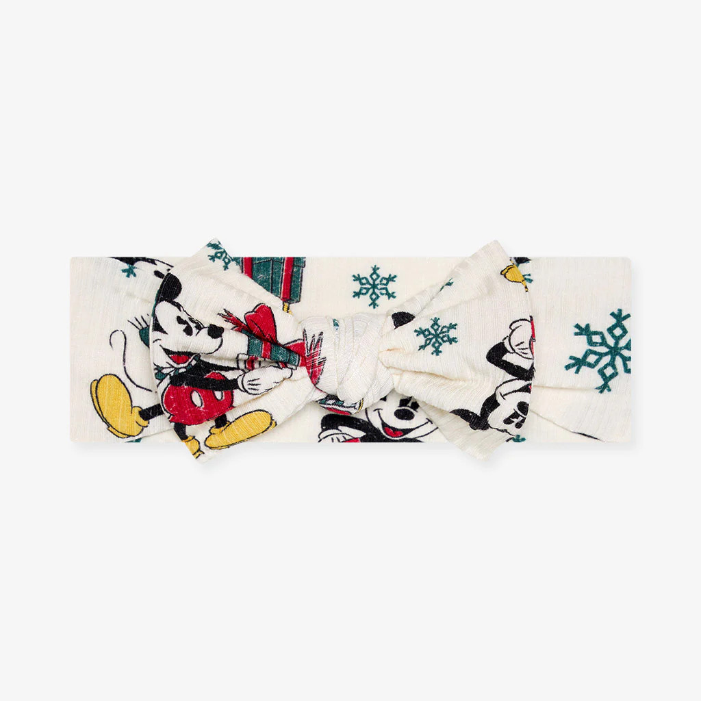 Disney White Baby Girl Headwrap | Disney Mickey Mouse Holiday | Posh Peanut