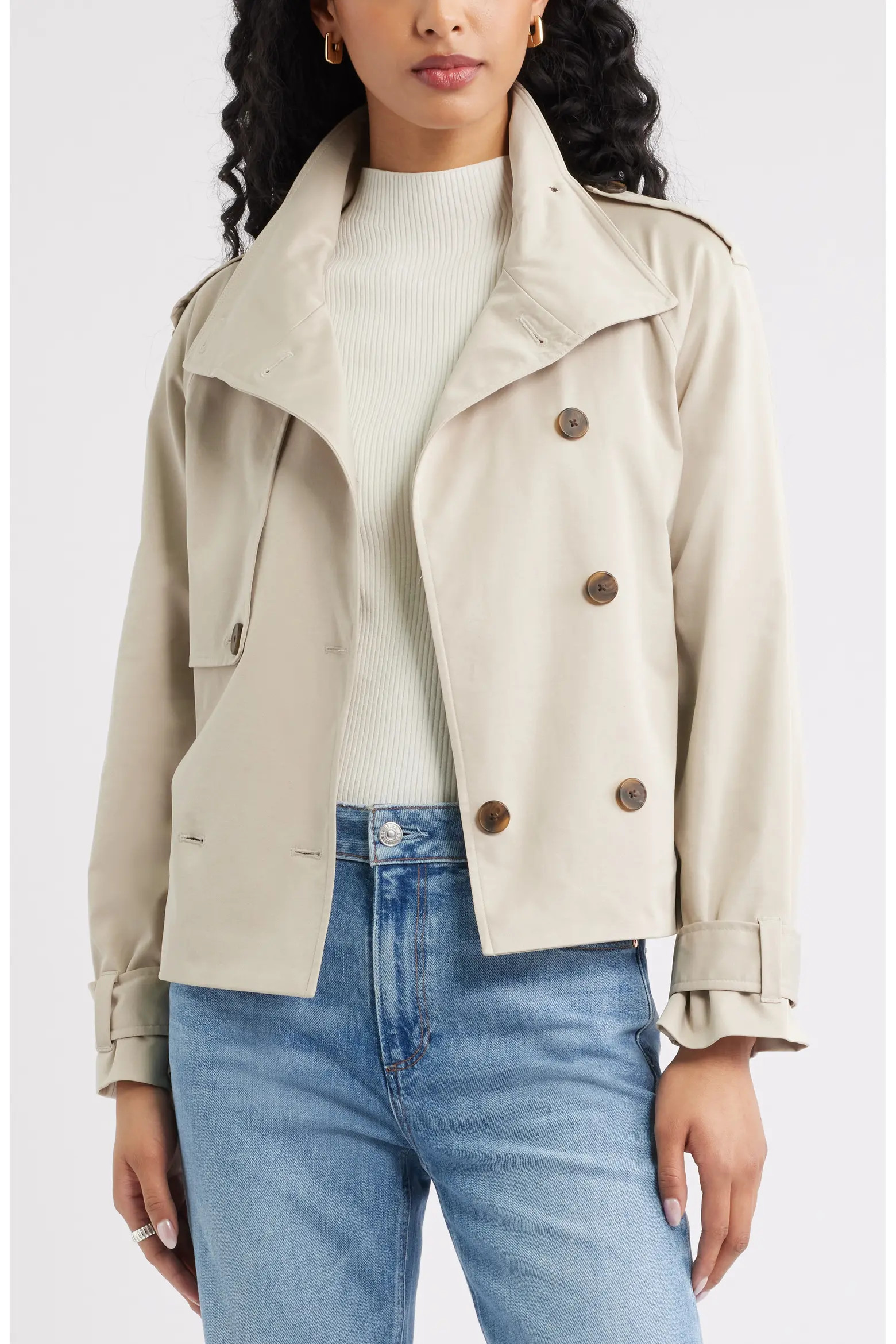 Double Breasted Crop Trench Coat (Women) | Nordstrom | Nordstrom
