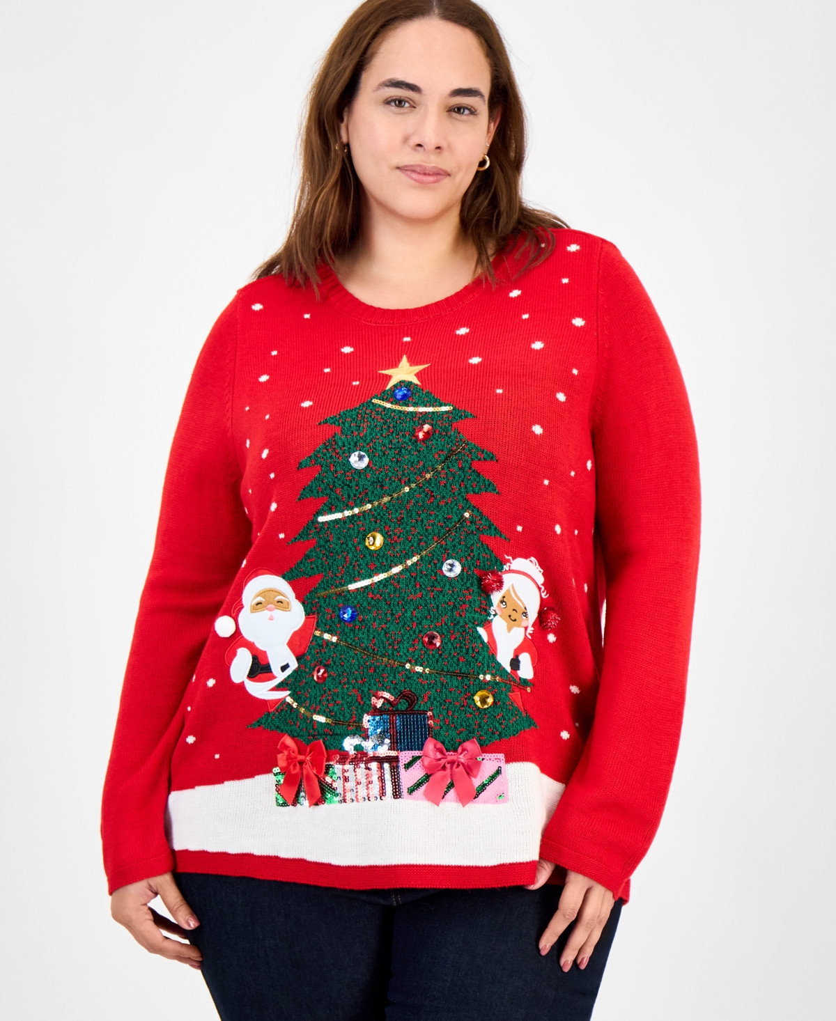 Holiday Lane Plus Size Mr. & Mrs. Claus Sweater, Created for Macy's - Ravishing Red | Macy's