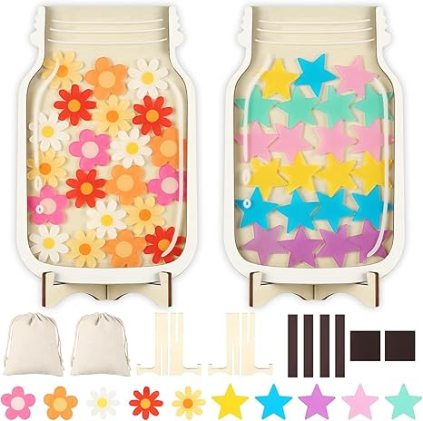 2 Pack Reward Jar for Kids Star and Flowers Reward Jar Magnetic Reward Jar for Classroom Toddlers... | Amazon (US)