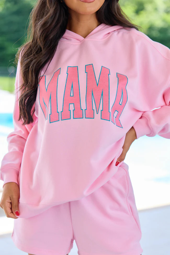 Mama Block Light Pink Graphic Hoodie | Pink Lily