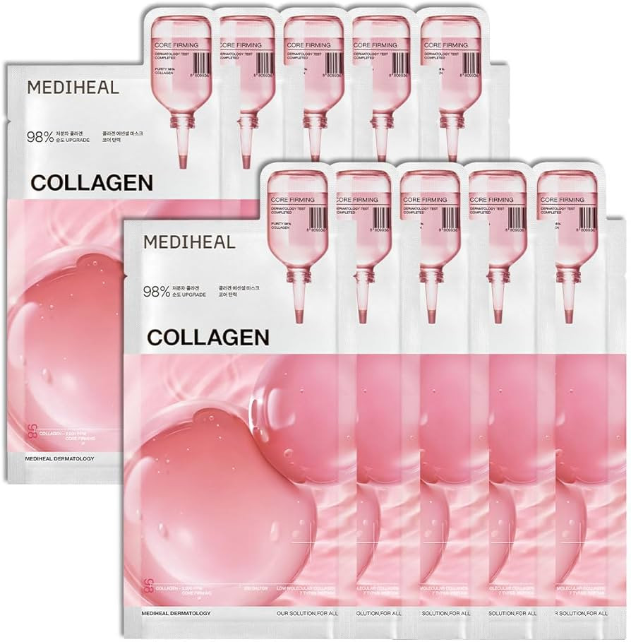 Mediheal Collagen Essential Sheet Mask Core Firming 10 pcs. 98% Vegan Collagen for firming, elast... | Amazon (US)