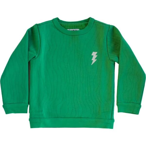 Lucky Quilted Bolt Crewneck Sweatshirt, Green | Maisonette