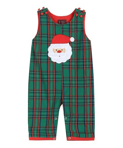 Green &amp; Red Gingham Santa Overalls - Infant &amp; Toddler | Zulily