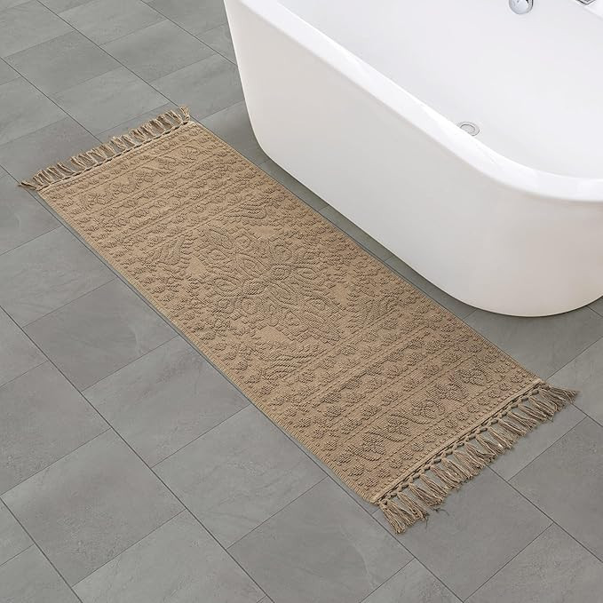 French Connection Nellore Bathroom Rugs, Woven and Beaded Bathroom Mats, Durable Bath Rugs, Thick... | Amazon (US)