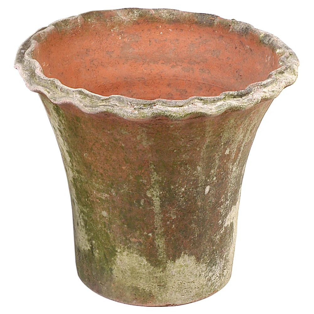 Axel French Country Aged Terracotta Pie Crust Outdoor Planter - 6" | Kathy Kuo Home