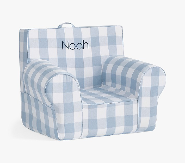 Kids Anywhere Chair®, Chambray Blue Buffalo Check Slipcover Only | Pottery Barn Kids