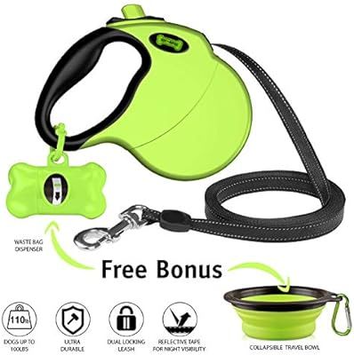 Ruff 'n Ruffus Retractable Dog Leash with Free Waste Bag Dispenser and Bags + Bonus Bowl | Heavy-... | Amazon (US)