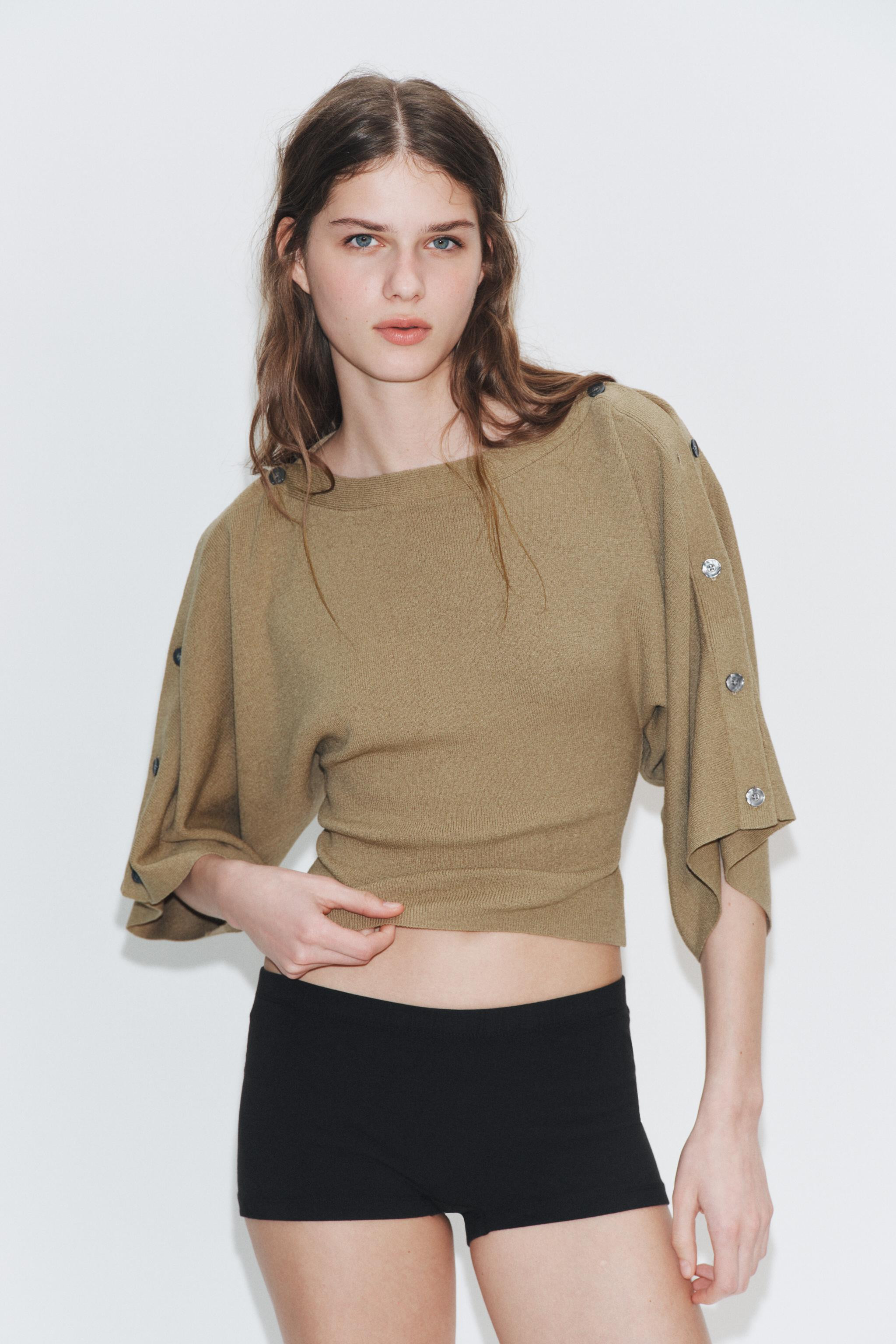 JUMPER WITH CAPE SLEEVES AND BUTTONS | Zara UK