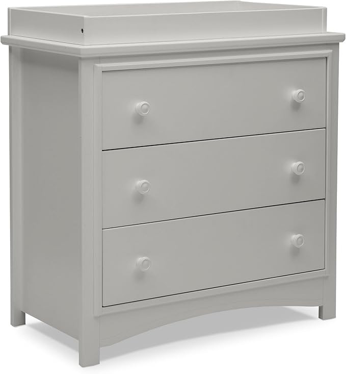 Delta Children Perry 3 Drawer Dresser with Changing Top and Interlocking Drawers, Moonstruck Grey | Amazon (US)