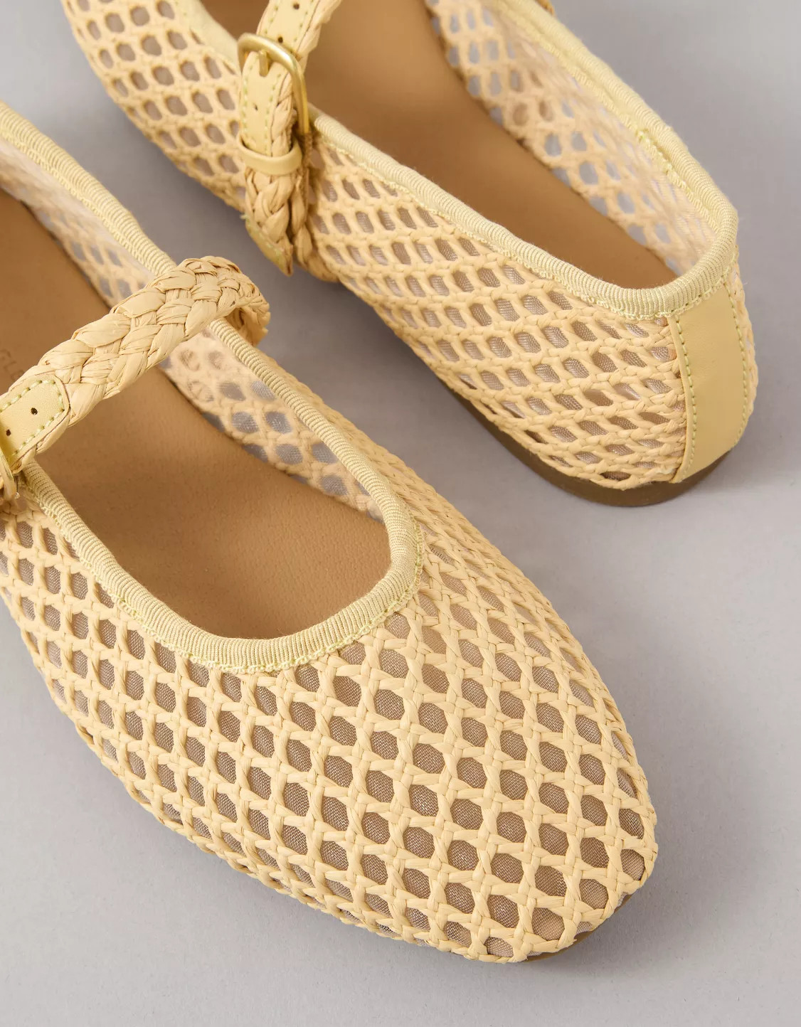 AE Raffia Mesh Mary Jane Flats | American Eagle Outfitters (US & CA)