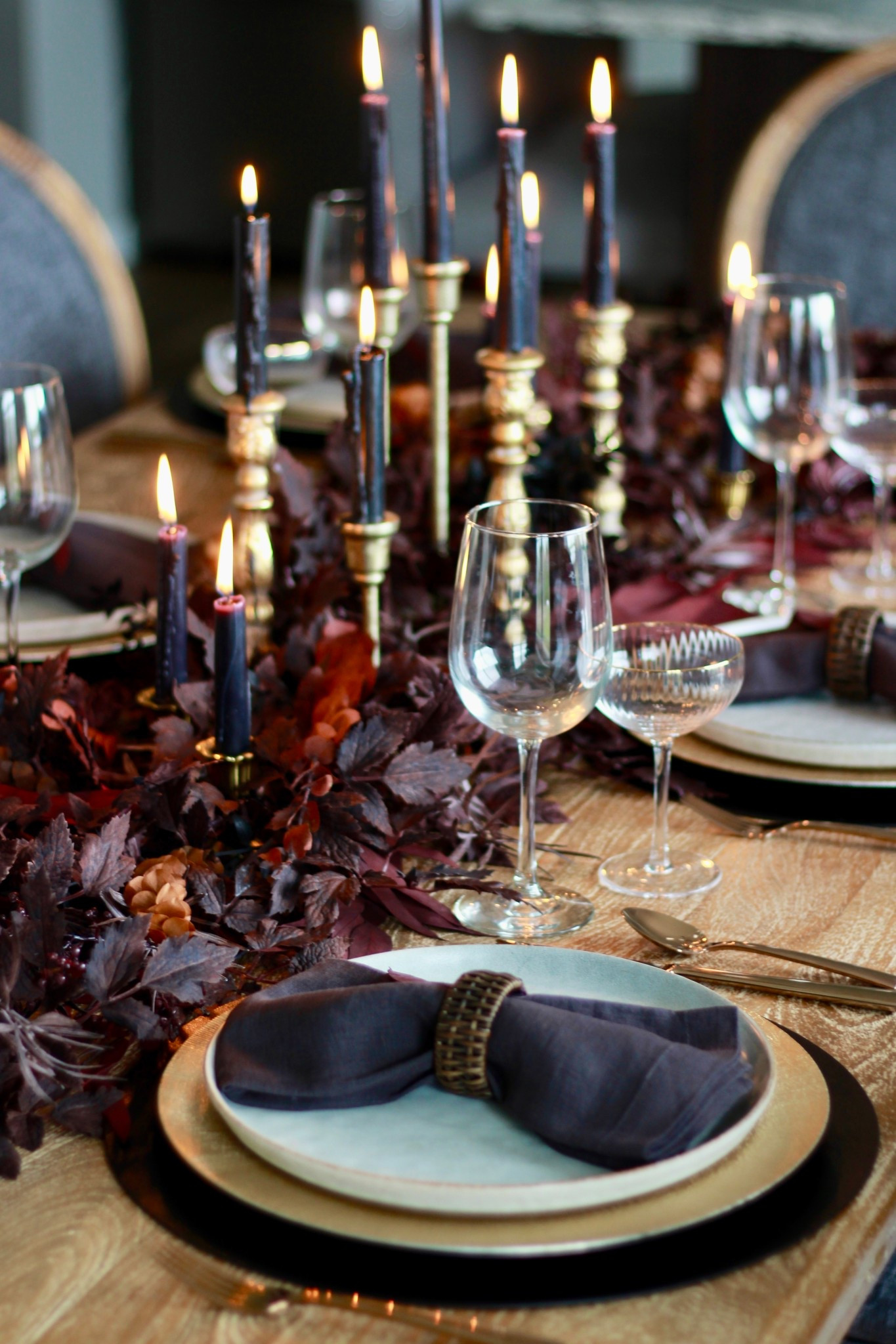 Plum fall table setting with moody vibes  

#LTKParties #LTKHoliday #LTKHome