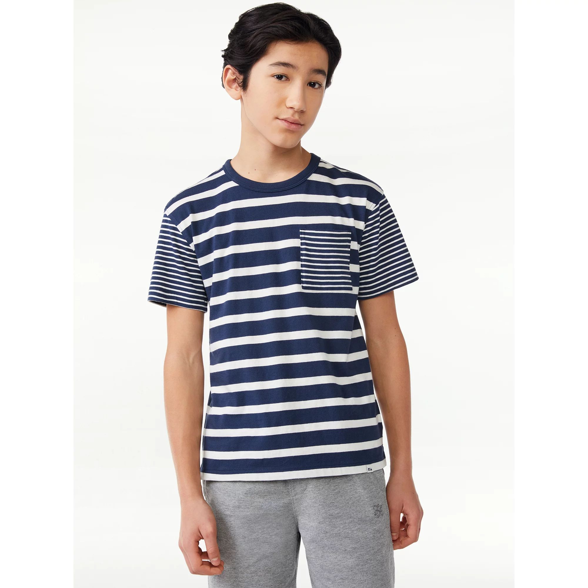 Free Assembly Boys Short Sleeve Stripe T-Shirt, Sizes 4-18 | Walmart (US)
