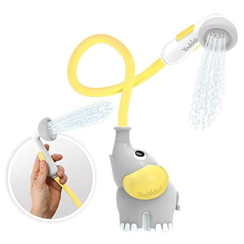 Yookidoo Baby Bath Shower Head - Elephant Water Pump with Trunk Spout Rinser - Control Water Flow from 2 Knobs for Maximum Fun in Tub or Sink for Newborn Babies (Yellow) | Amazon (US)