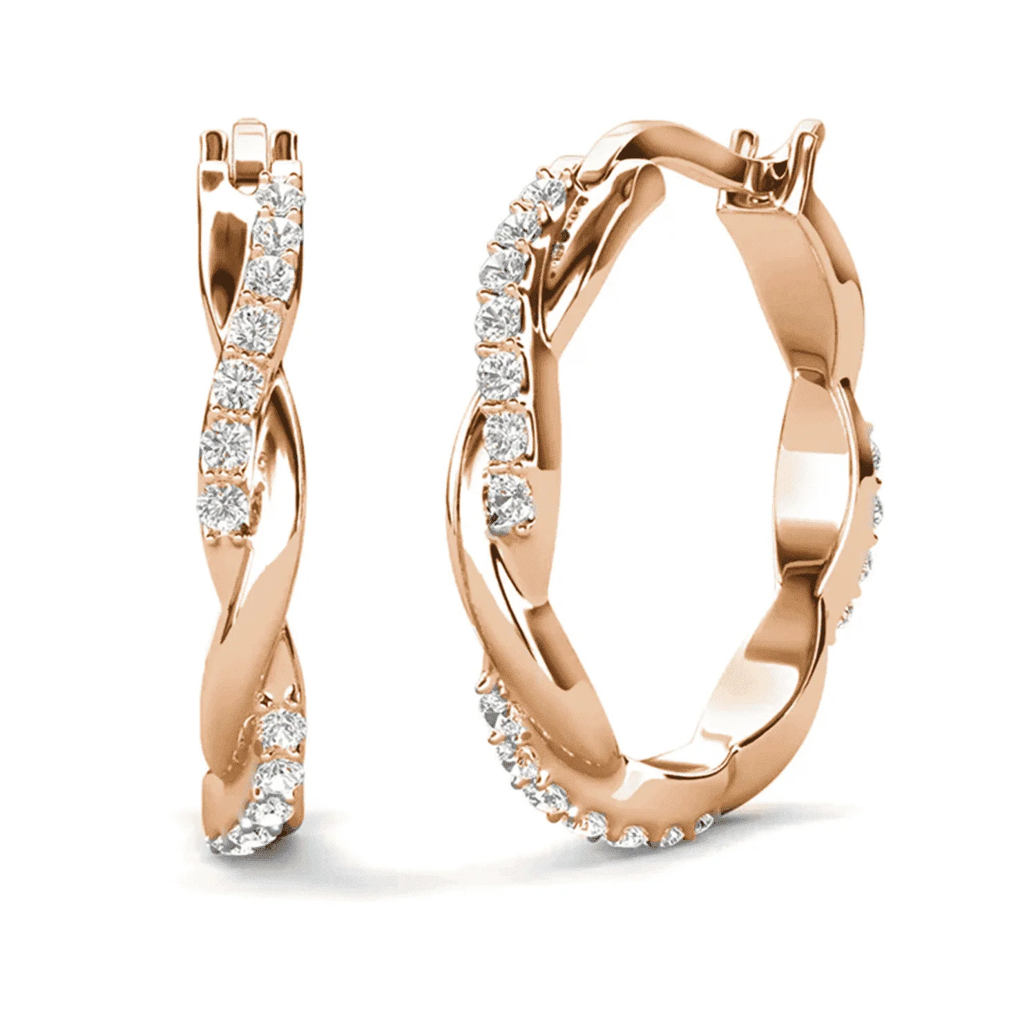 Cate & Chloe Lauren 18k Rose Gold Plated 22mm Hoop Earrings with Swarovski Crystals for Women | Walmart (US)