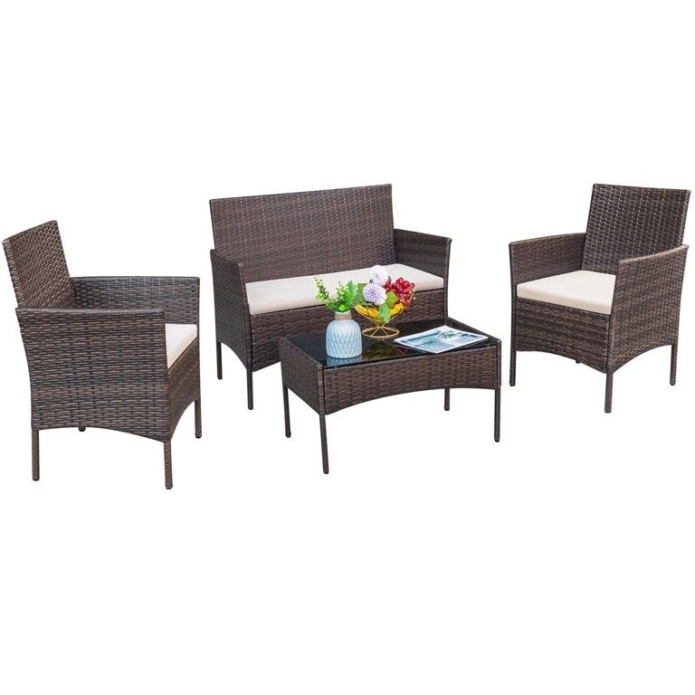 Lacoo 4 - Piece Outdoor Patio Conversation Furniture Sets- Patio Sets | Walmart (US)