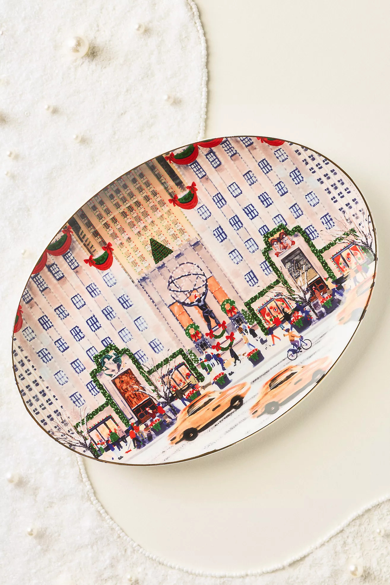 Holiday in the City Stoneware Platter | Anthropologie (US)