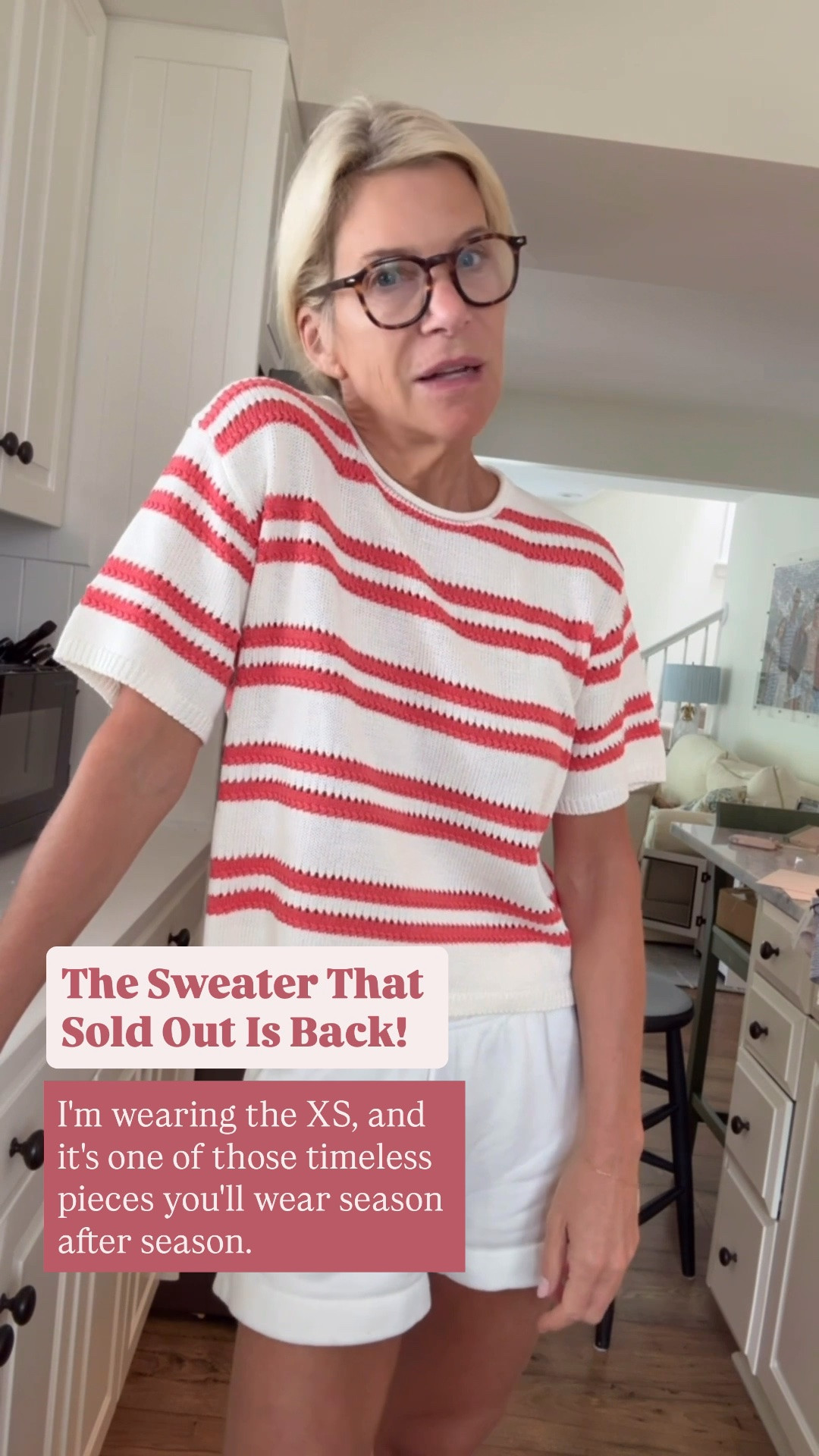 This coral striped cotton sweater sold out last time, and it's easy to see why! It's lightweight, 100% cotton, and the perfect knit for cool summer evenings, early fall, or layering year-round. I'm wearing the XS, and it's one of those timeless pieces you'll wear season after season.

❤️ Heart = Support my posts
📌 Save = Get sale & restock alerts
🛍️ Follow me on LTK for more effortless style inspiration.