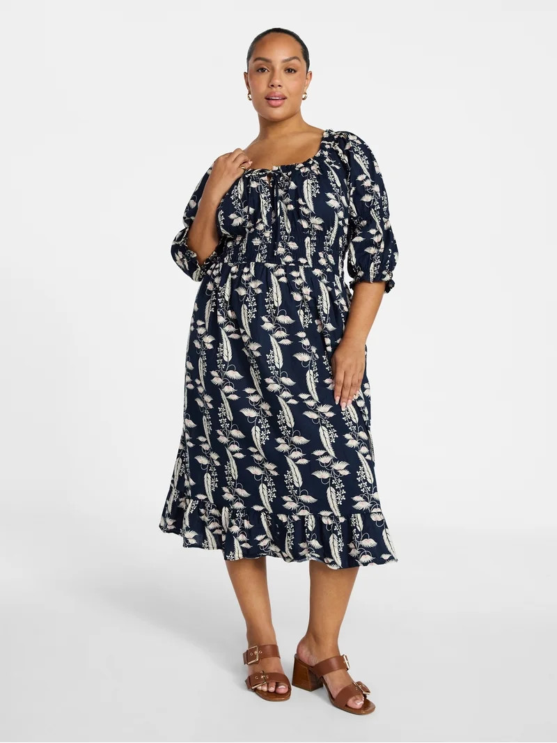 Terra & Sky Women's Plus Size Smocked Waist Dress, Sizes 0X-4X - Walmart.com | Walmart (US)