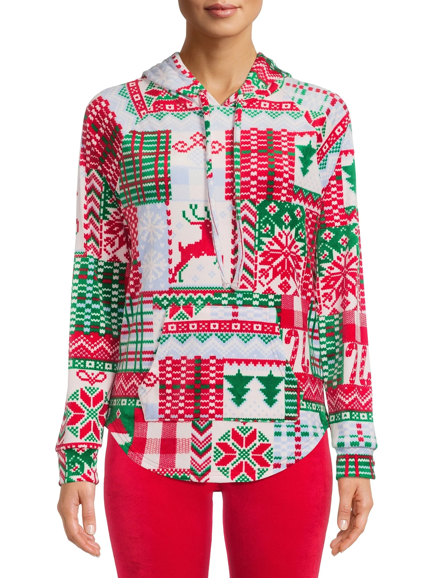 No Boundaries Juniors' Plush Pullover Holiday Hoodie | Walmart (US)