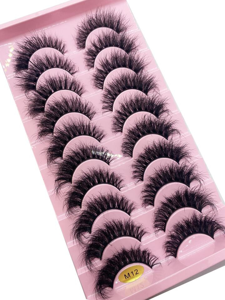 10pairs Densely Curled 3d Faux Mink Eyelashes For Natural-looking Lengthening, Cross-over Volumin... | SHEIN